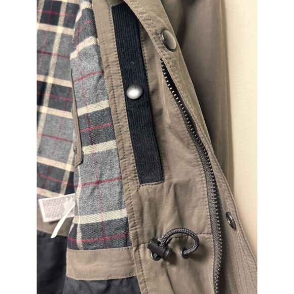 BANANA REPUBLIC Waxed Chore Coat Flannel Plaid Lining, Dark Truffle, Sz S - Picture 9 of 15